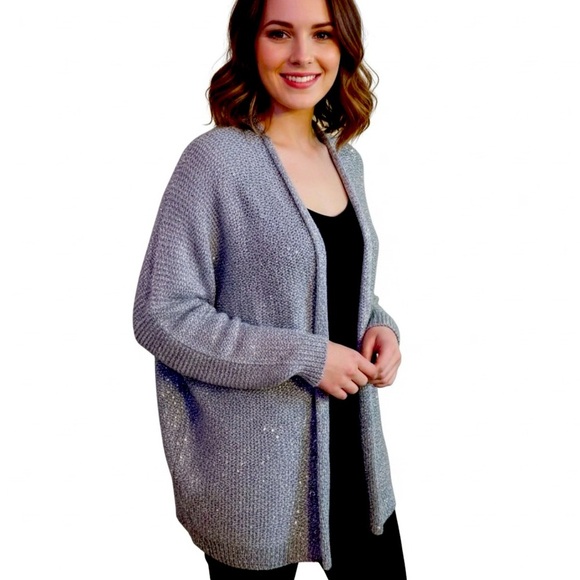 Apt. 9 Silver Sparkle Open-Front Cardigan - Picture 1 of 10